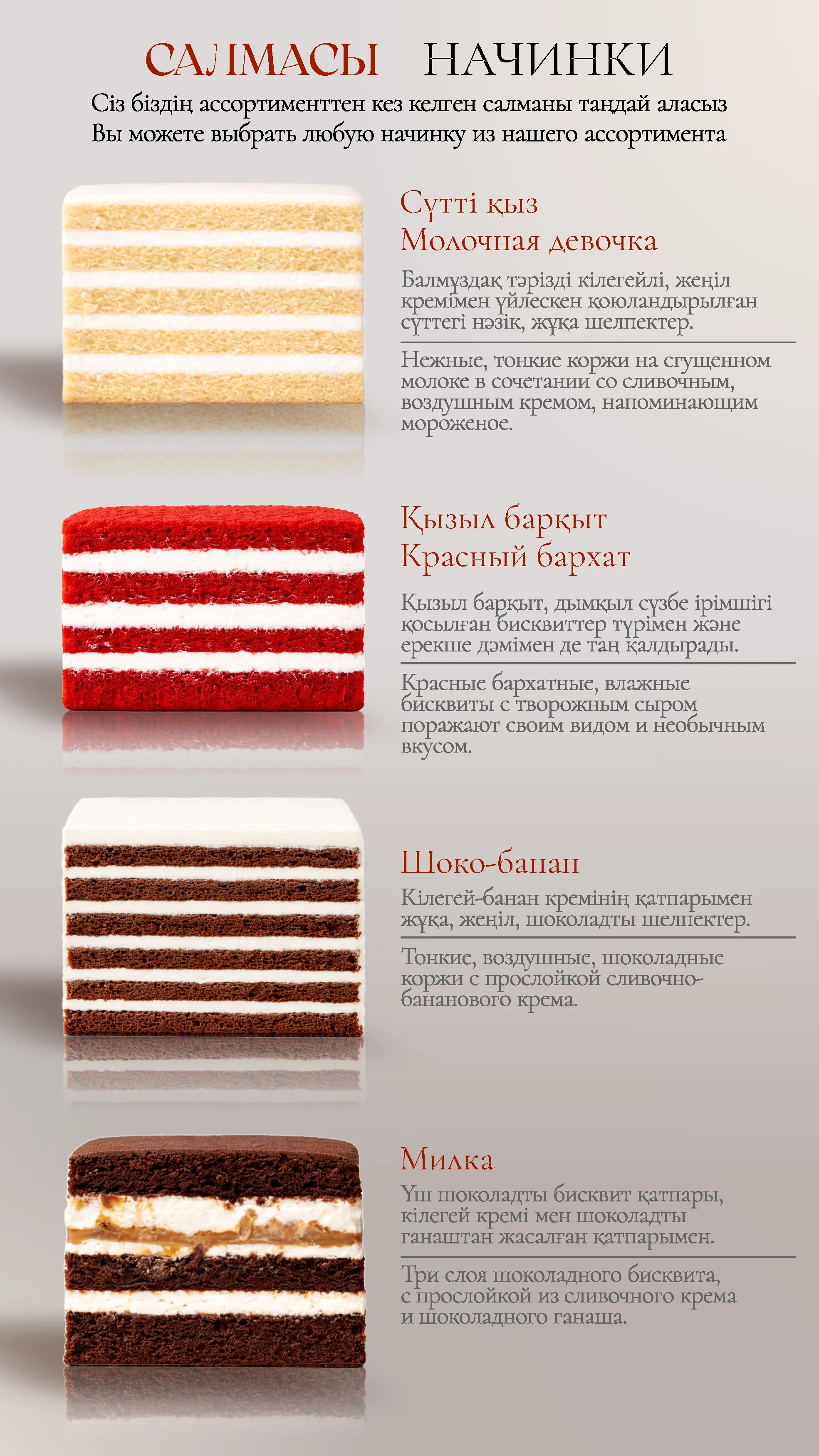 Каталог тортов с дизайном на заказ Hani - слайсы и начинки
